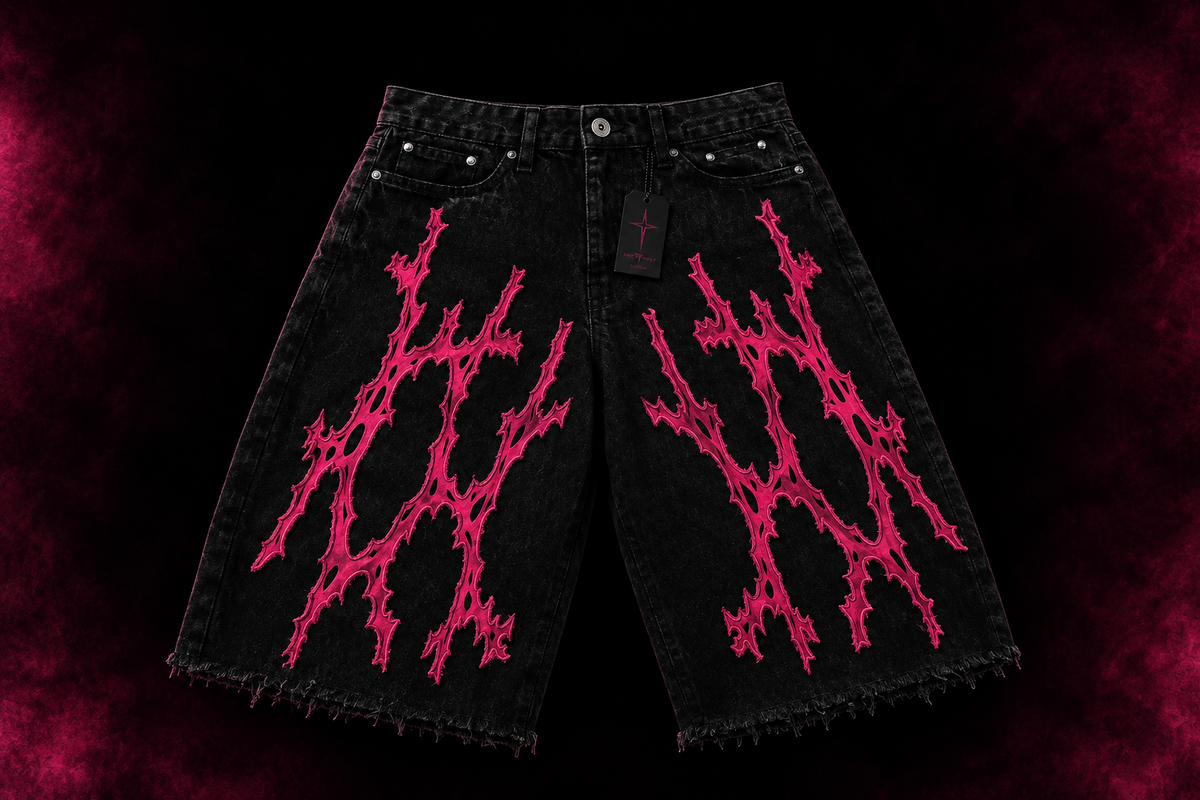 "ETERNAL THORNS" Oversized baggy Jorts